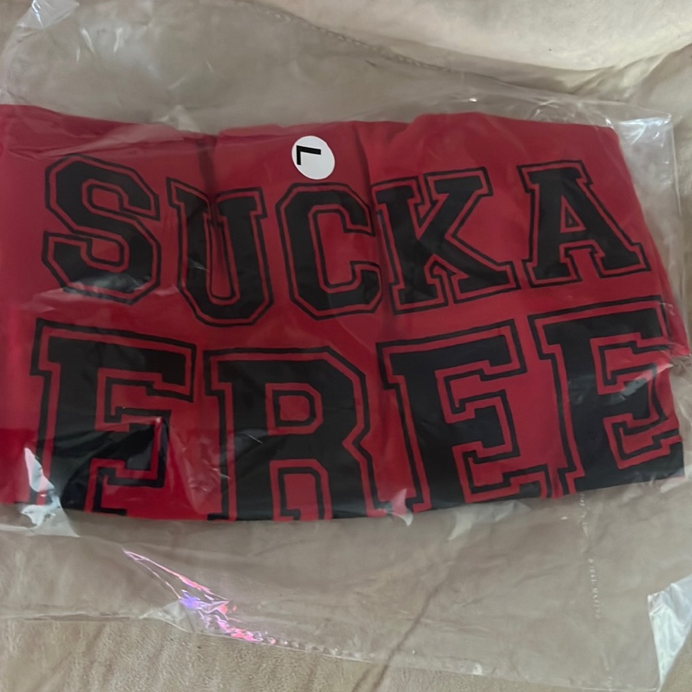 Large, Red/Black “Sucka Free” t-shirt
